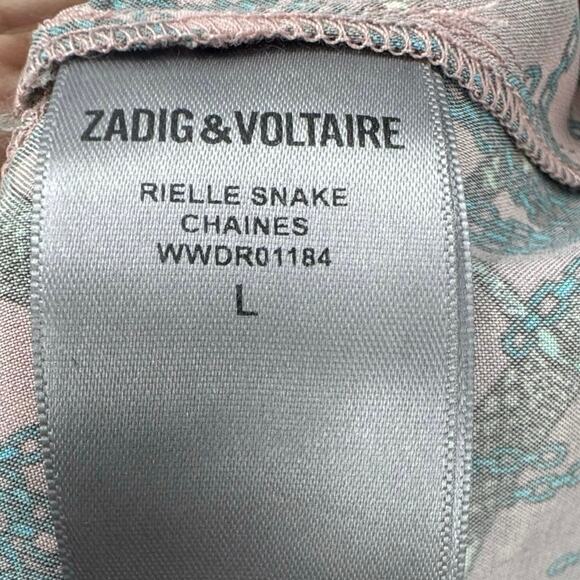 Zadig & Voltaire Silk Lace Blend Chain Print Maxi Dress Long Sleeves Size L NWT - Picture 9 of 12